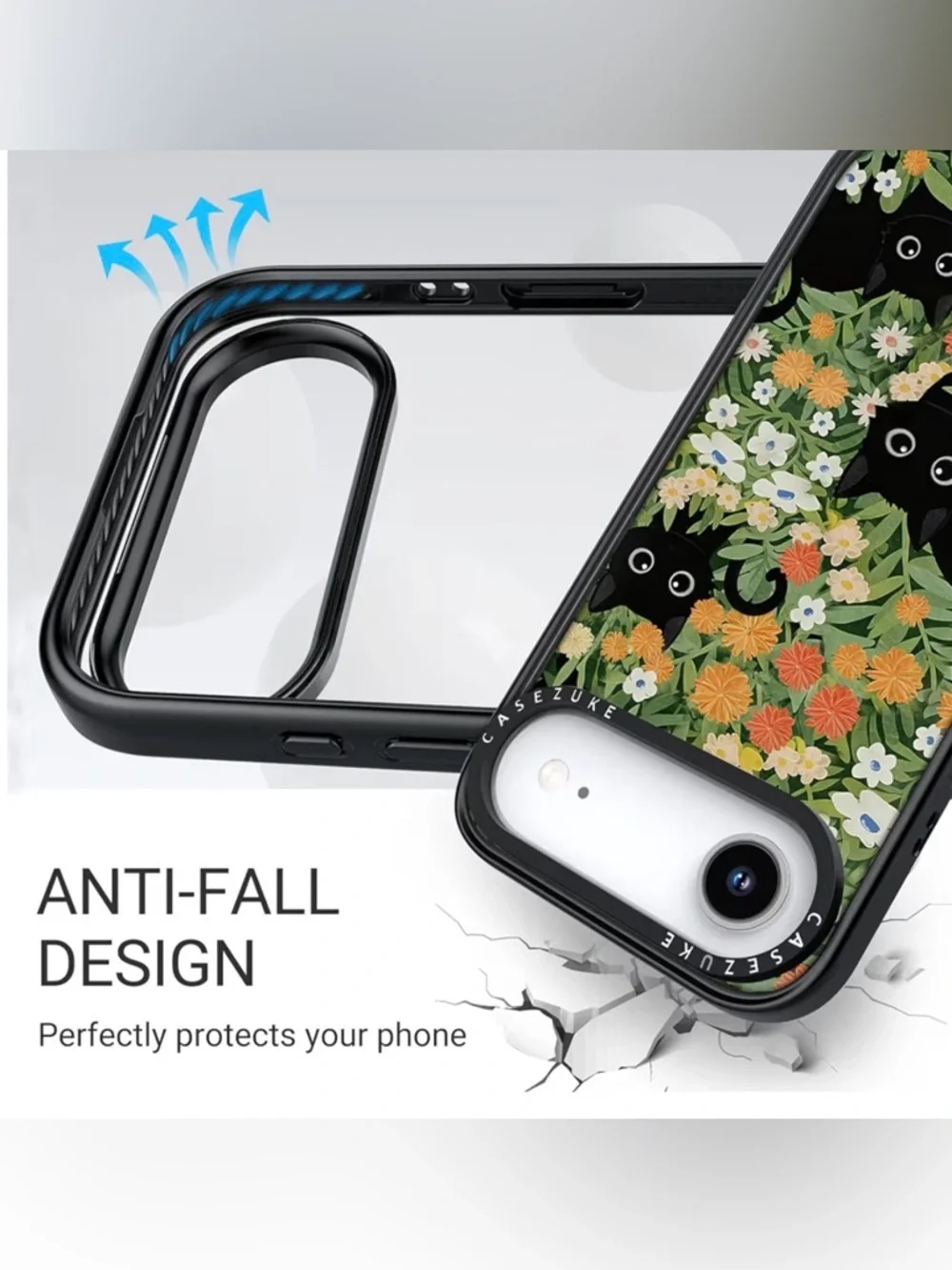 Black Cat Floral iPhone 17 Air Case - Green & Black